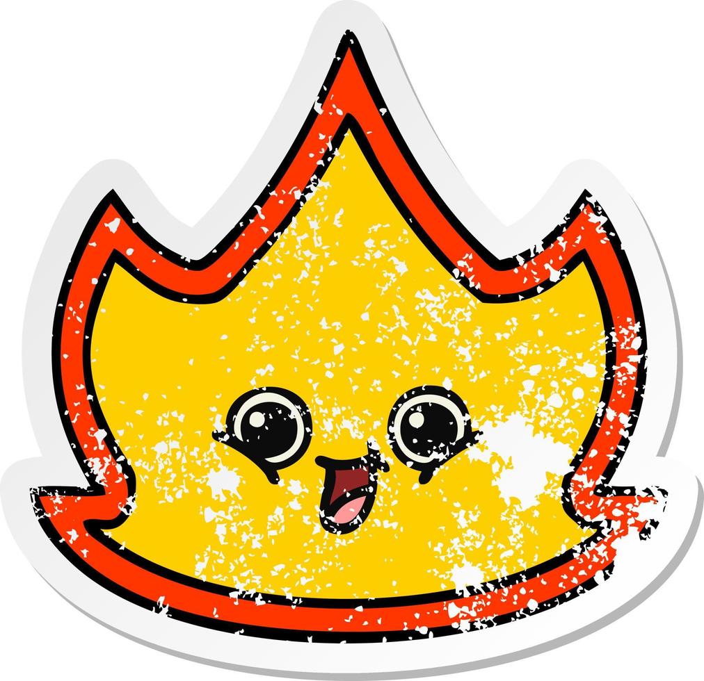 distressed sticker of a cute cartoon fire vector