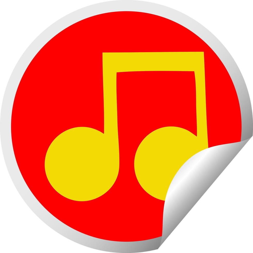 circular peeling sticker cartoon musical note vector