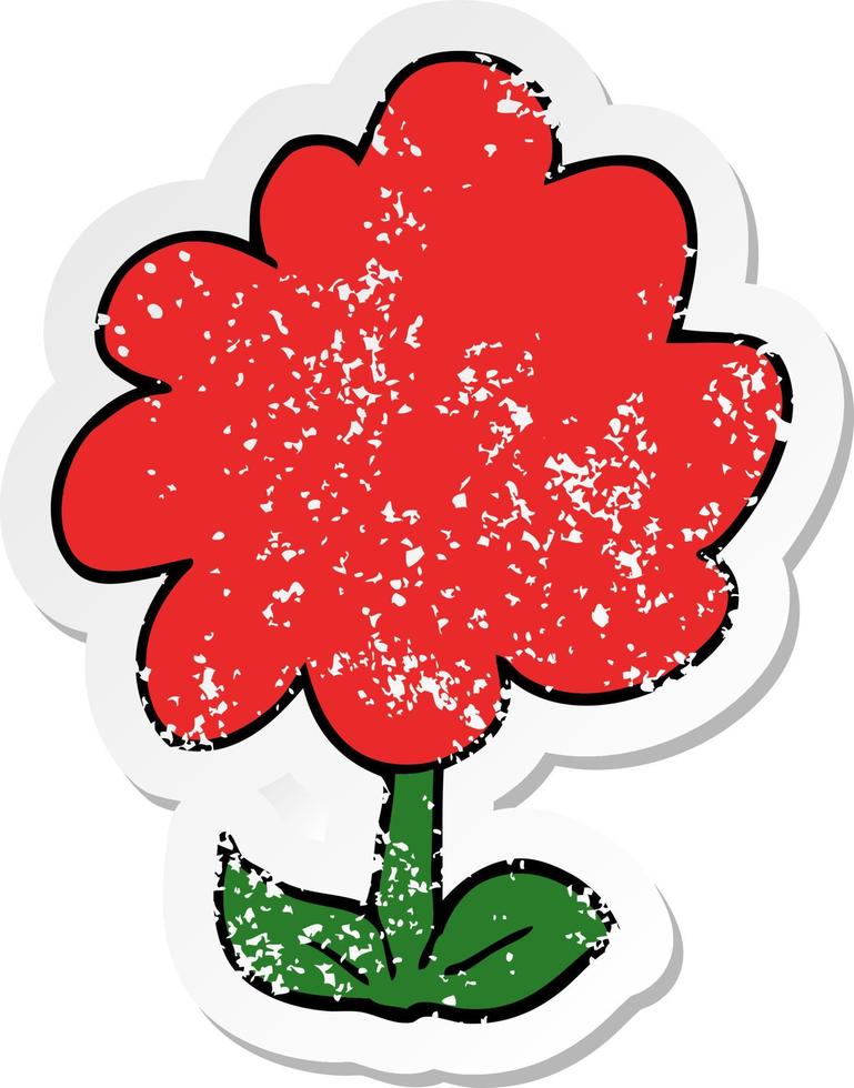 distressed sticker of a cartoon flower vector