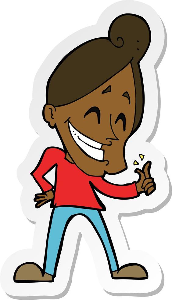 sticker of a cartoon man snapping fingers vector