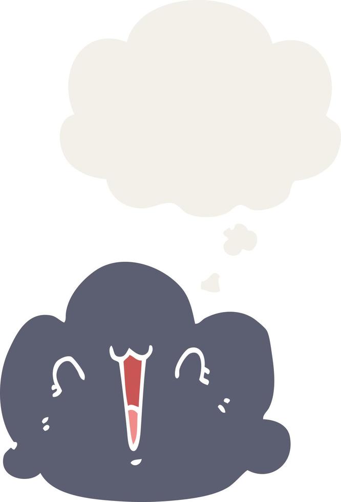 happy cloud cartoon and thought bubble in retro style vector