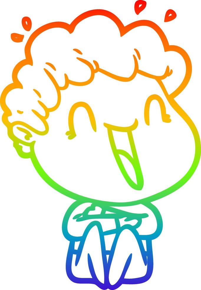 rainbow gradient line drawing cartoon happy man vector