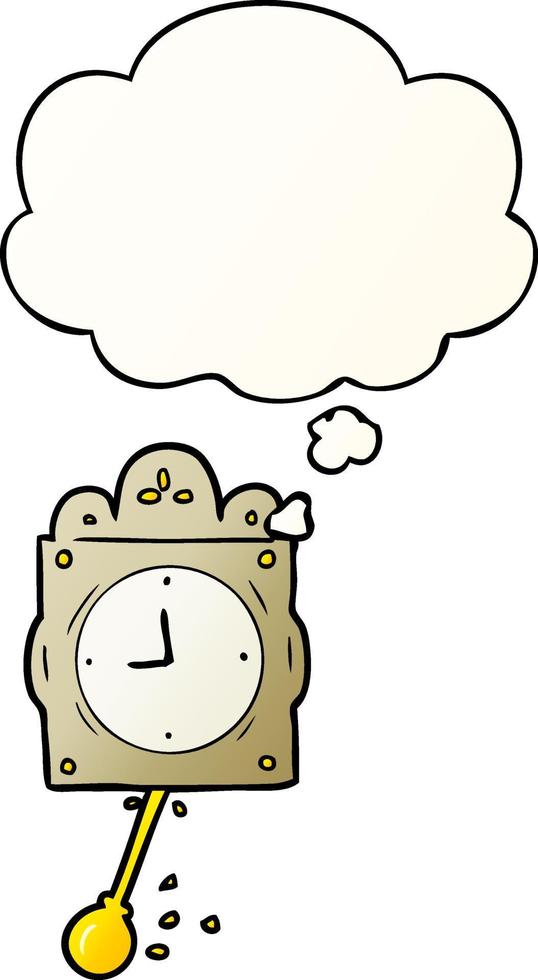 cartoon ticking clock and thought bubble in smooth gradient style vector