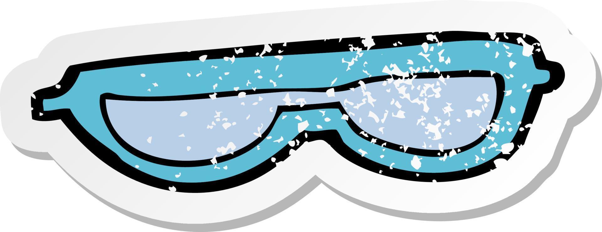 retro distressed sticker of a cartoon glasses vector