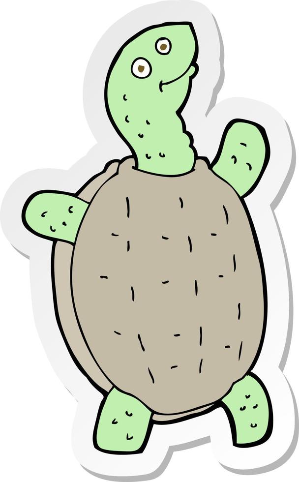 sticker of a cartoon happy turtle vector