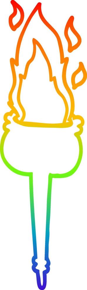 rainbow gradient line drawing cartoon flaming chalice vector
