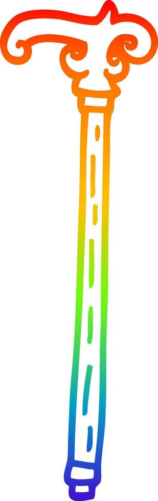 rainbow gradient line drawing cartoon walking stick vector