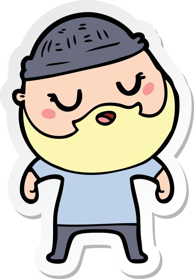 sticker of a cute cartoon man with beard vector