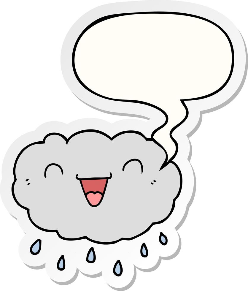 happy cartoon cloud and speech bubble sticker vector