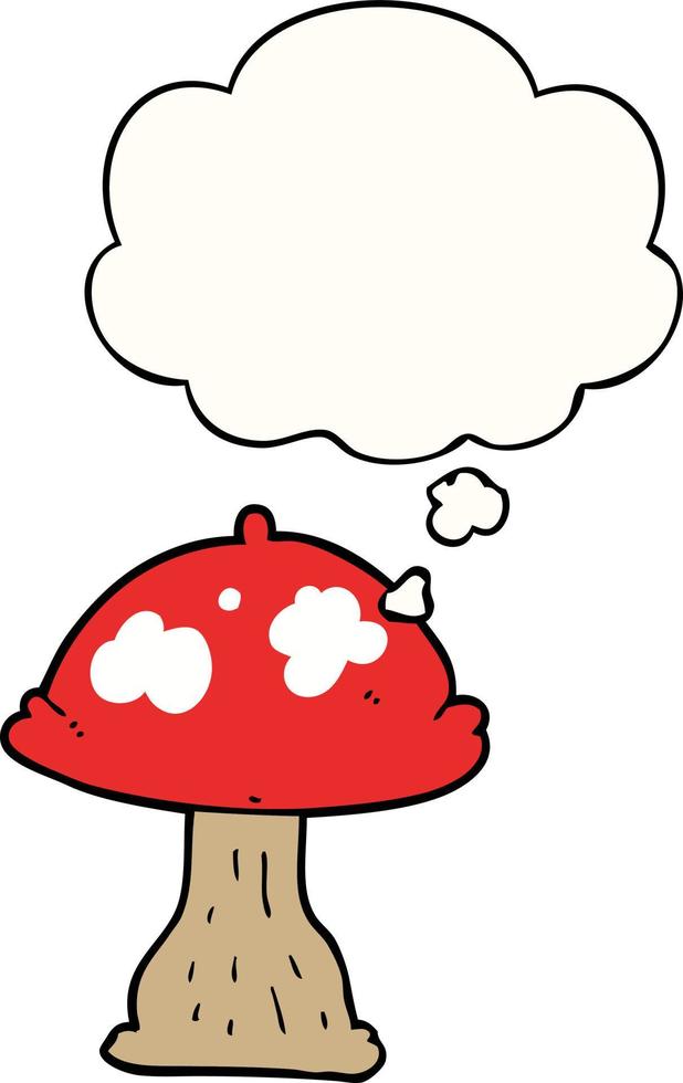 cartoon mushroom and thought bubble vector