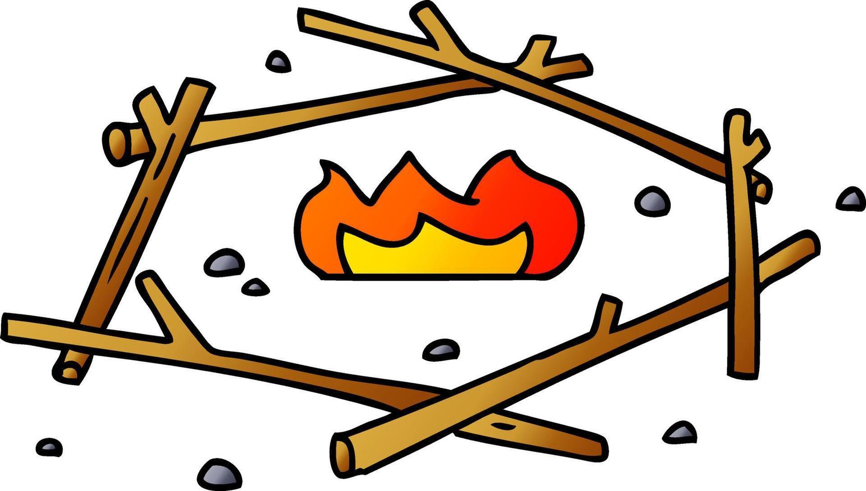 gradient cartoon doodle of a camp fire vector