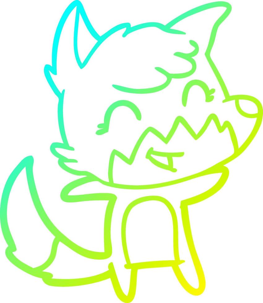 cold gradient line drawing happy cartoon fox vector