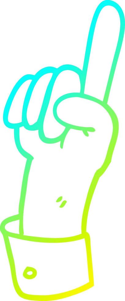 cold gradient line drawing cartoon pointing hand vector