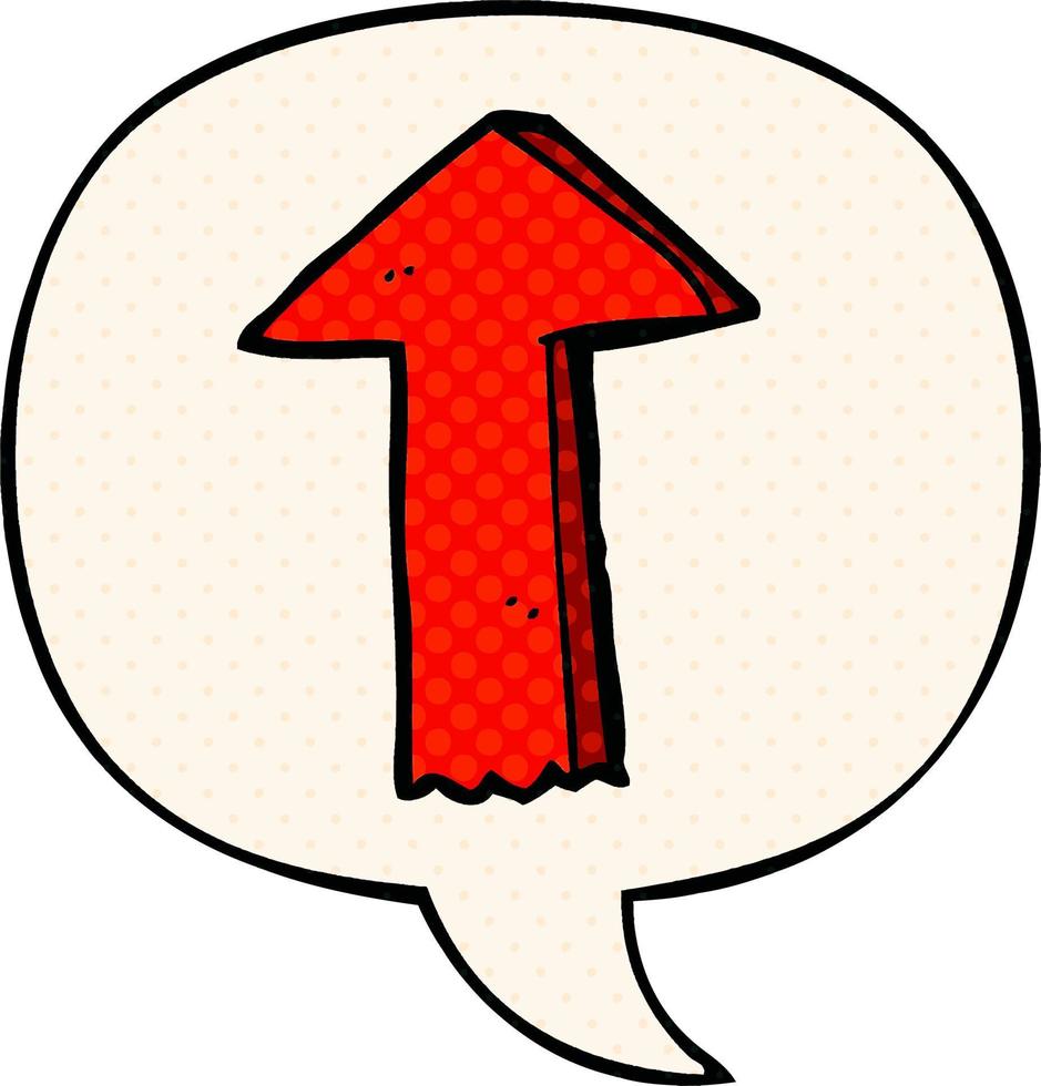 cartoon arrow and speech bubble in comic book style vector
