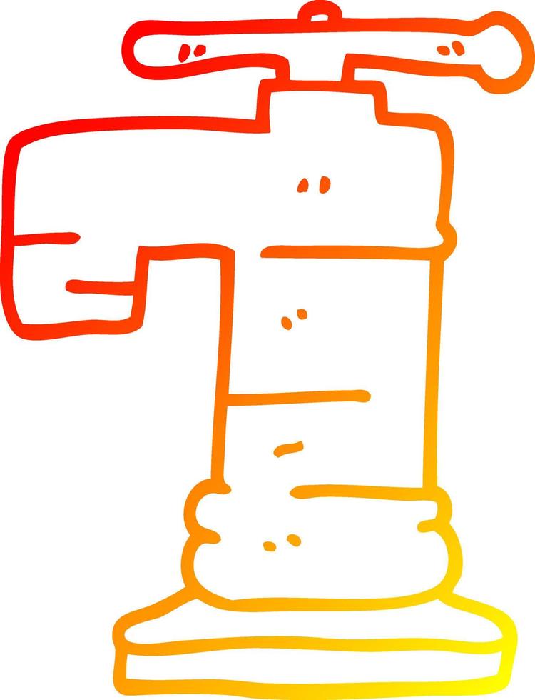 warm gradient line drawing cartoon gold plated faucet vector