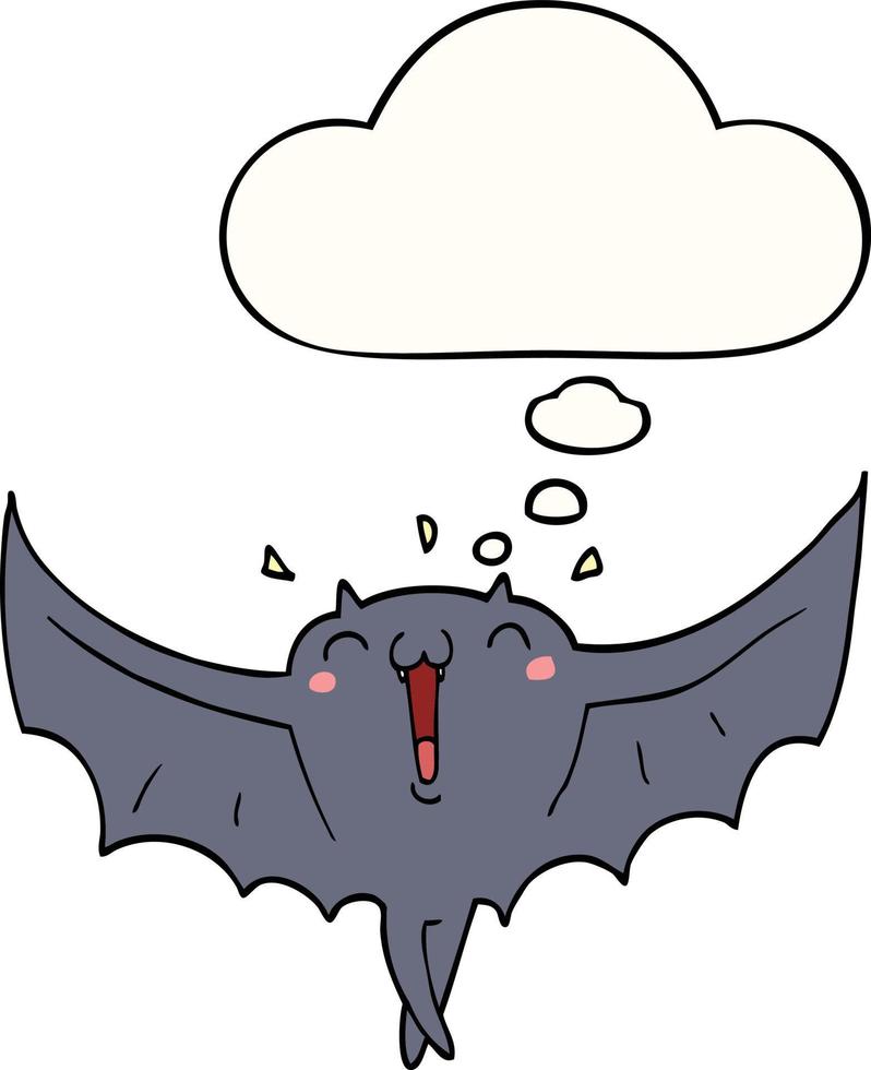 cartoon happy vampire bat and thought bubble vector