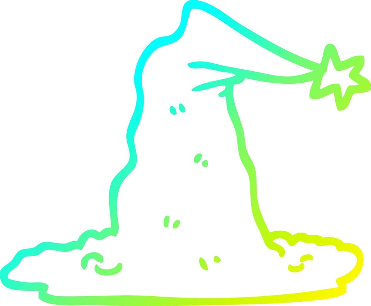 cold gradient line drawing cartoon wizard hat vector
