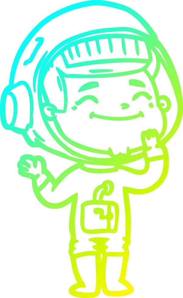cold gradient line drawing happy cartoon astronaut vector