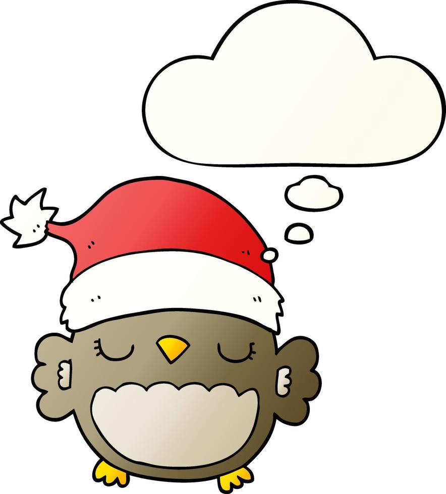 cute christmas owl and thought bubble in smooth gradient style vector