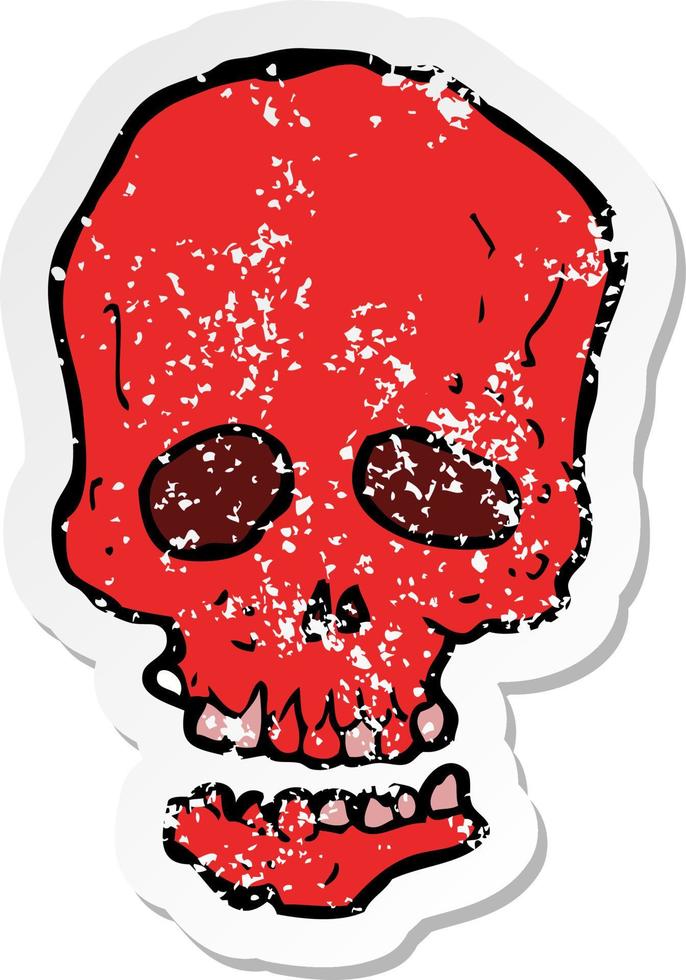 retro distressed sticker of a cartoon skull vector