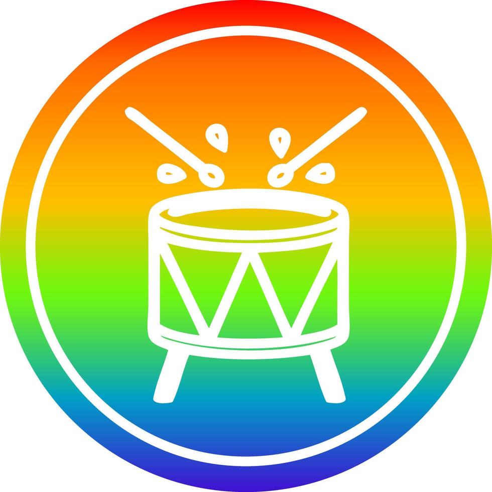 beating drum circular in rainbow spectrum vector