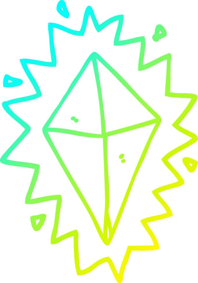 cold gradient line drawing cartoon diamond vector