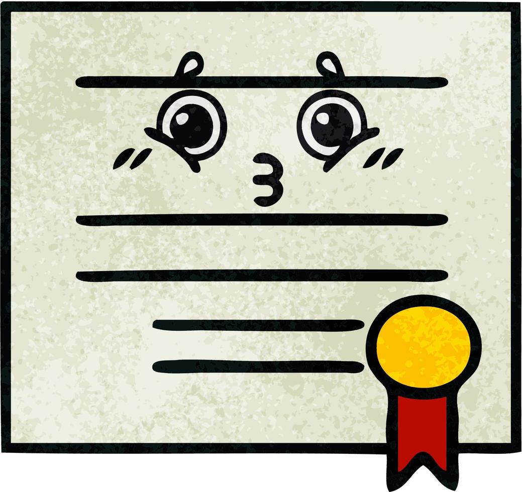 retro grunge texture cartoon graduation diploma vector