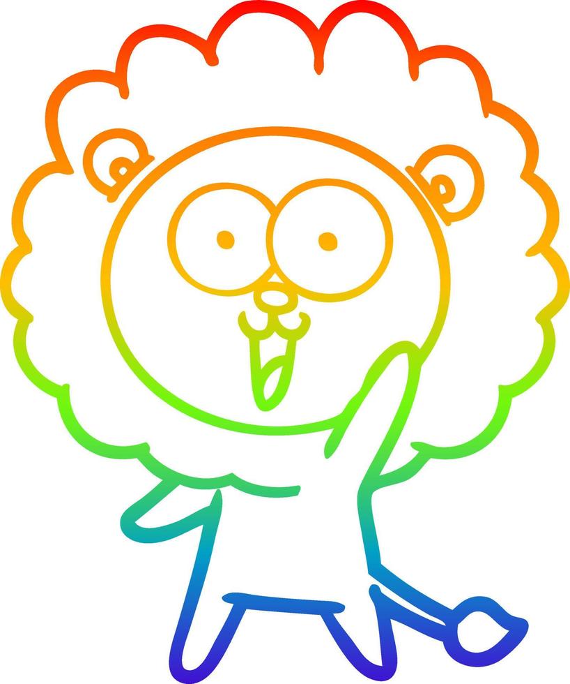 rainbow gradient line drawing happy cartoon lion vector