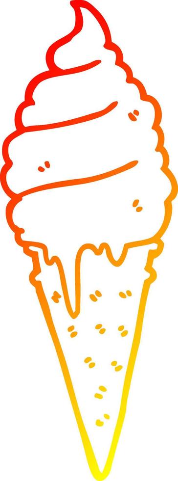 warm gradient line drawing cartoon ice cream vector