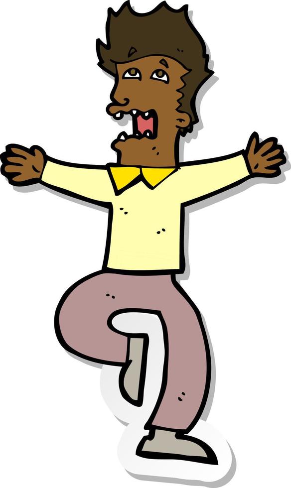 sticker of a cartoon terrified man vector