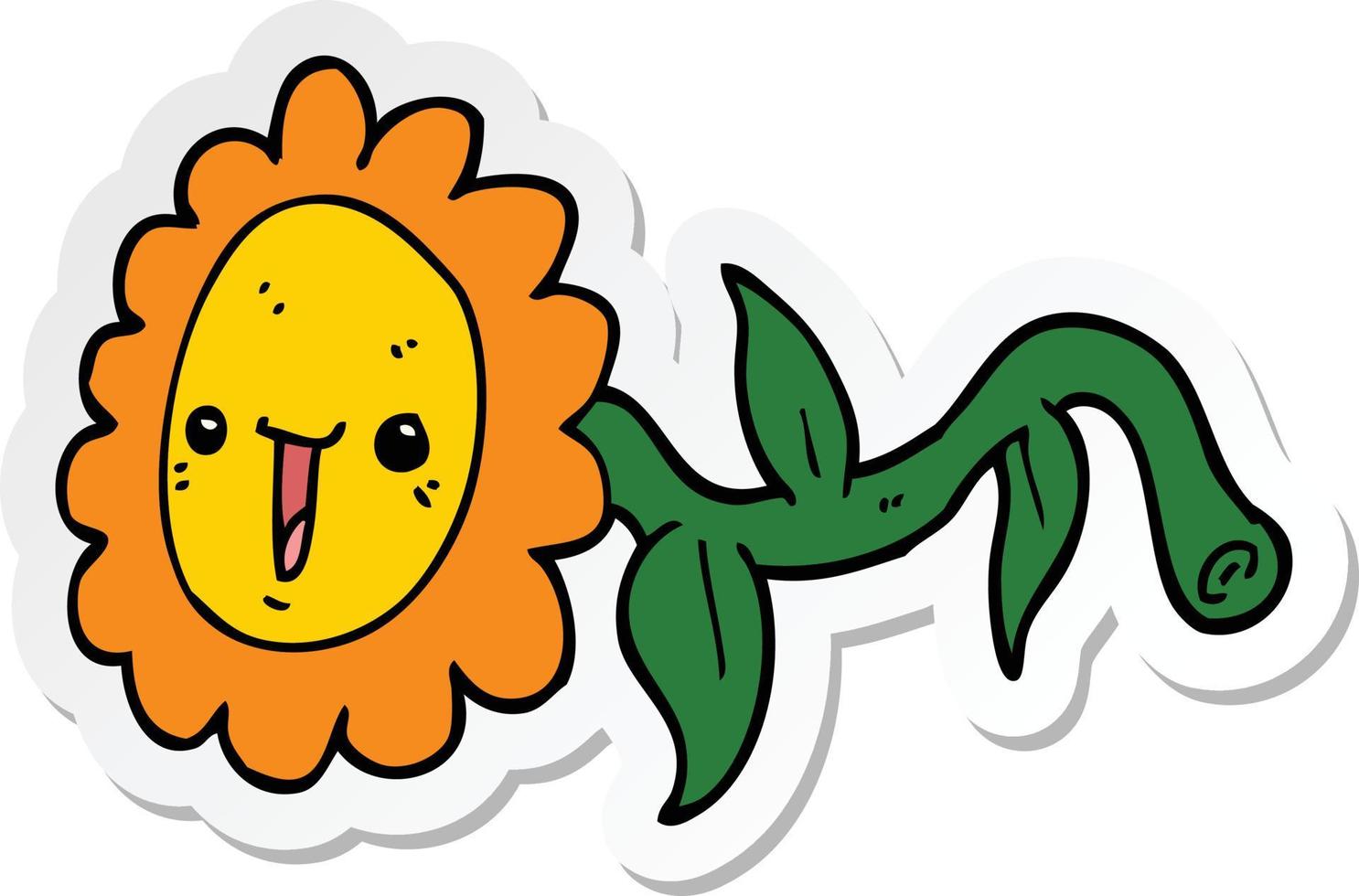 pegatina de una flor de dibujos animados vector