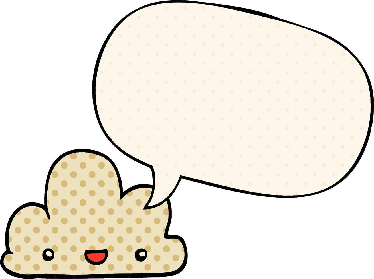 cartoon tiny happy cloud and speech bubble in comic book style vector