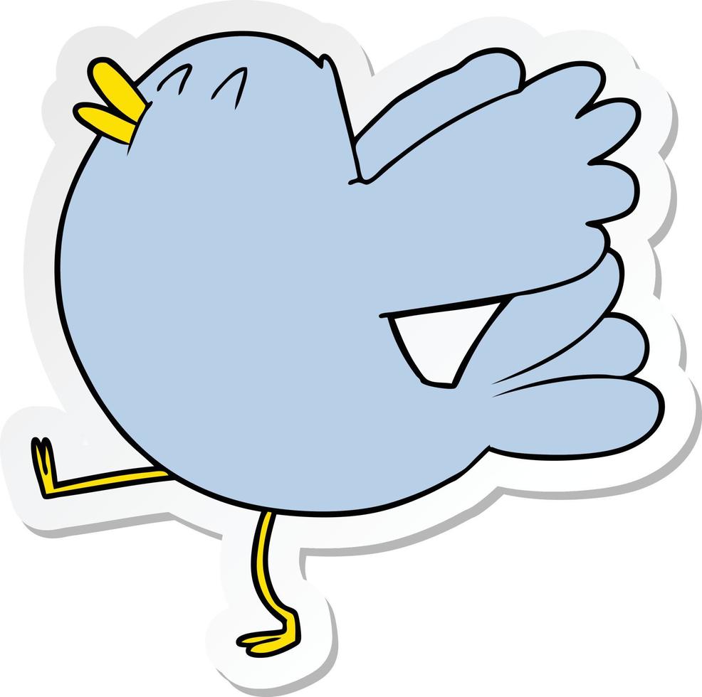 sticker of a cartoon flapping bird vector