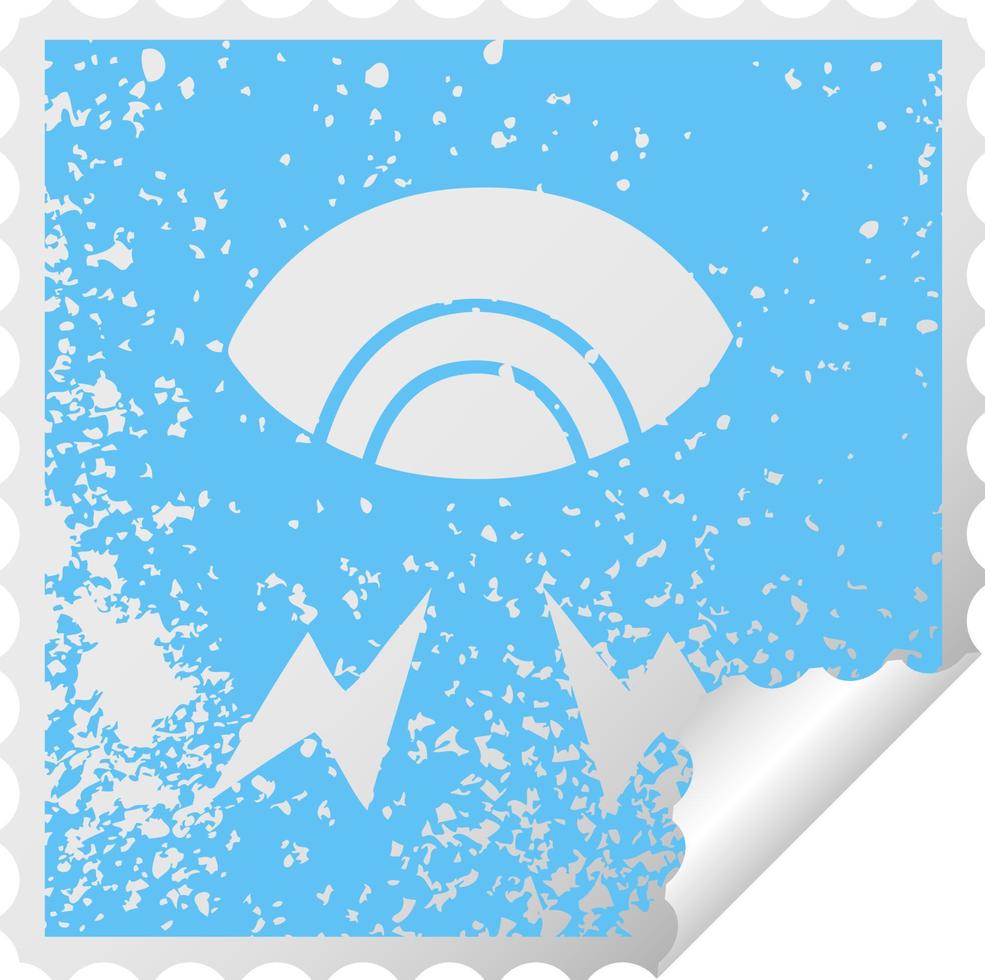 distressed square peeling sticker symbol mystic eye vector