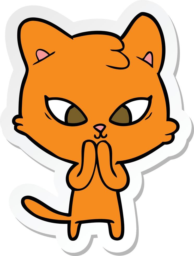 pegatina de un lindo gato de dibujos animados vector