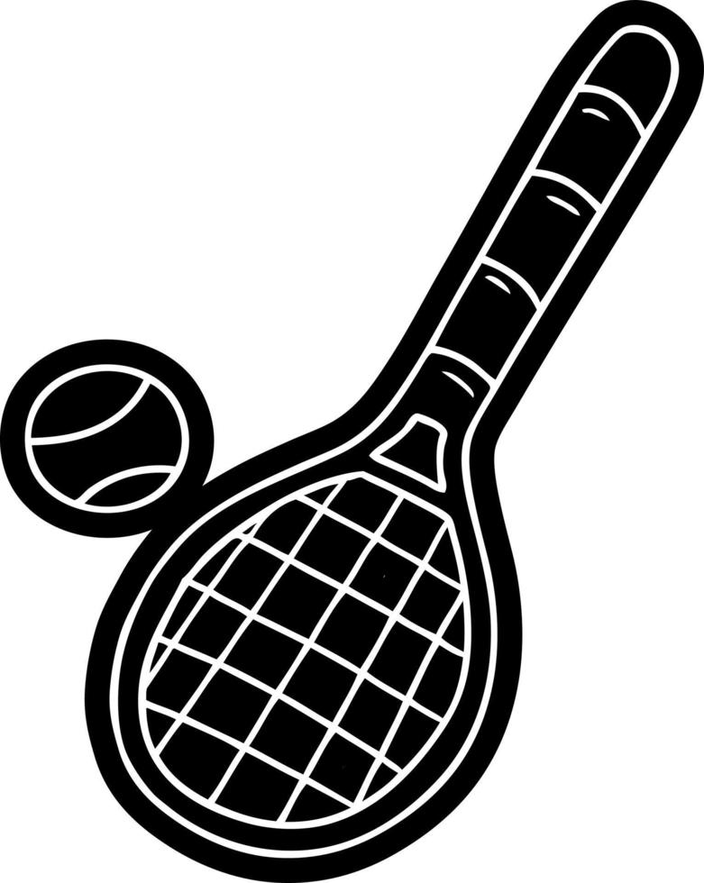 cartoon icon drawing tennis racket and ball vector