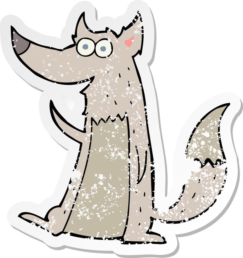pegatina angustiada de un lobo de dibujos animados vector