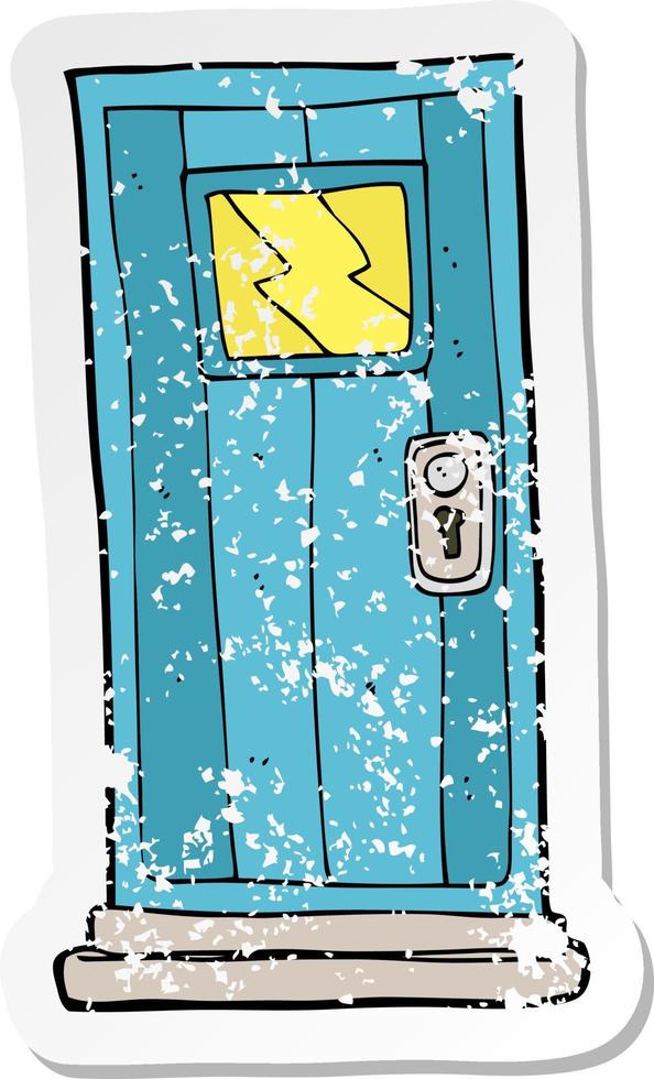 retro distressed sticker of a cartoon door vector