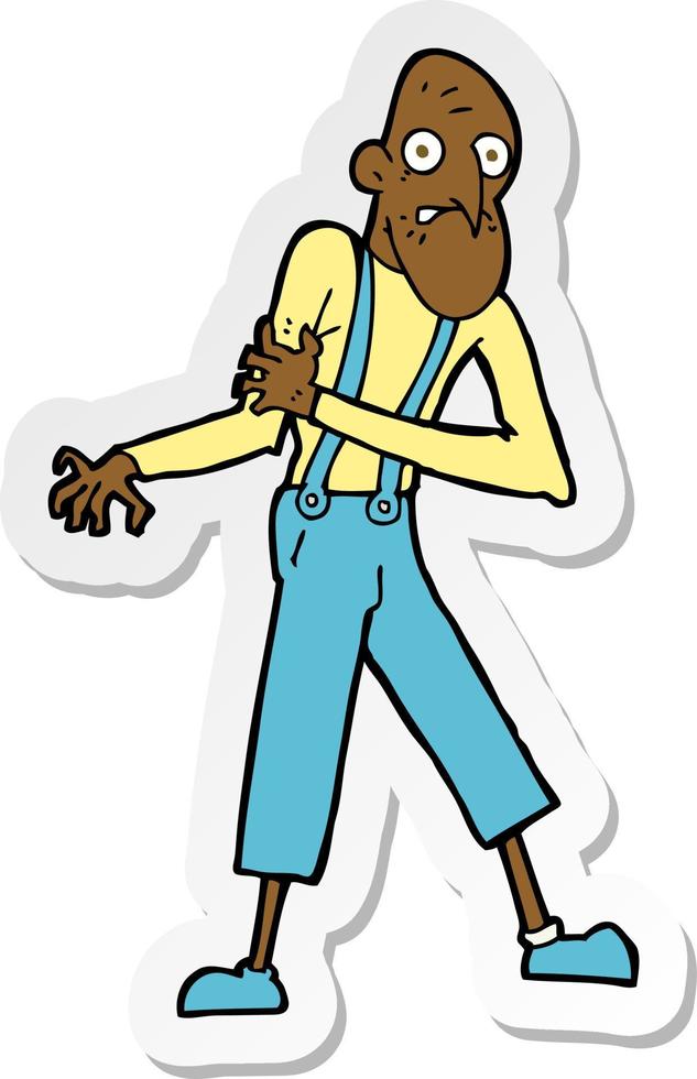 sticker of a cartoon old man having heart attack vector