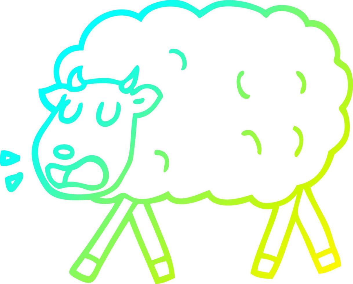 cold gradient line drawing cartoon sheep vector