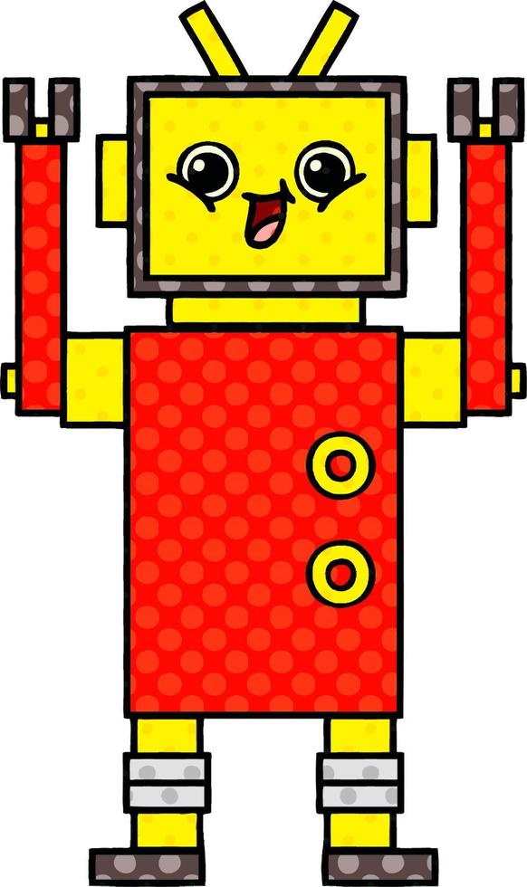 comic book style cartoon happy robot vector