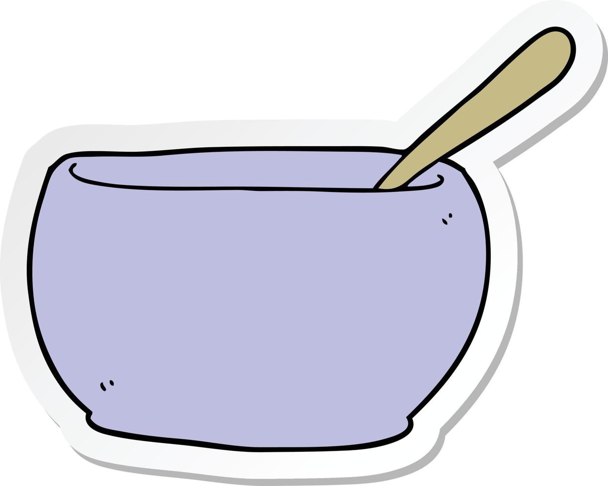 sticker of a cartoon soup bowl vector