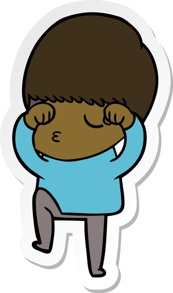 sticker of a cartoon calm boy vector