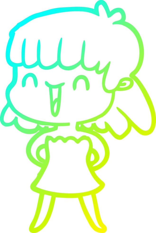 cold gradient line drawing cartoon woman vector