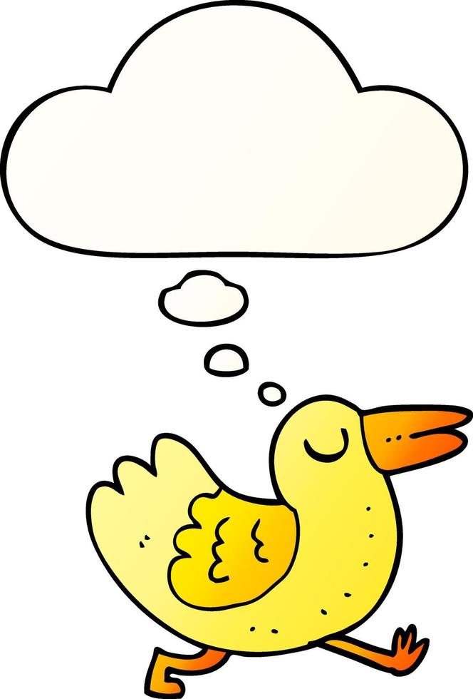 cartoon bird and thought bubble in smooth gradient style vector