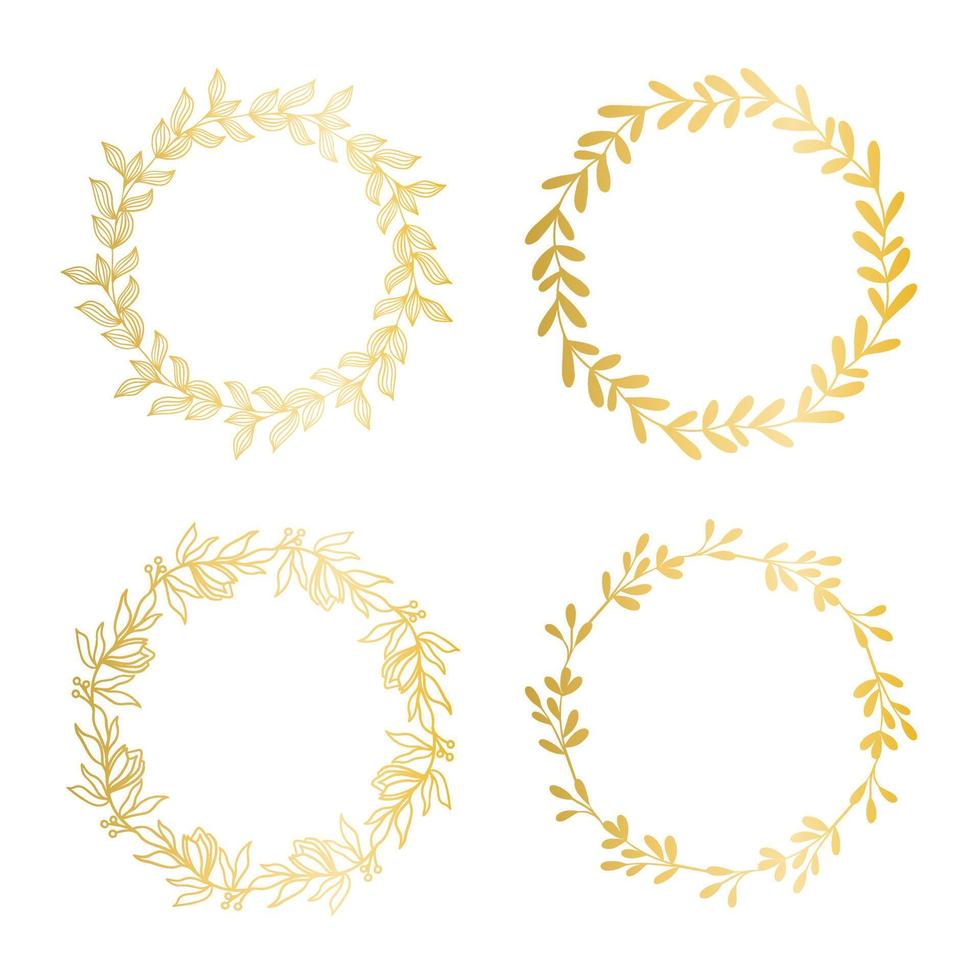 Set golden botanical wreaths vector illustration