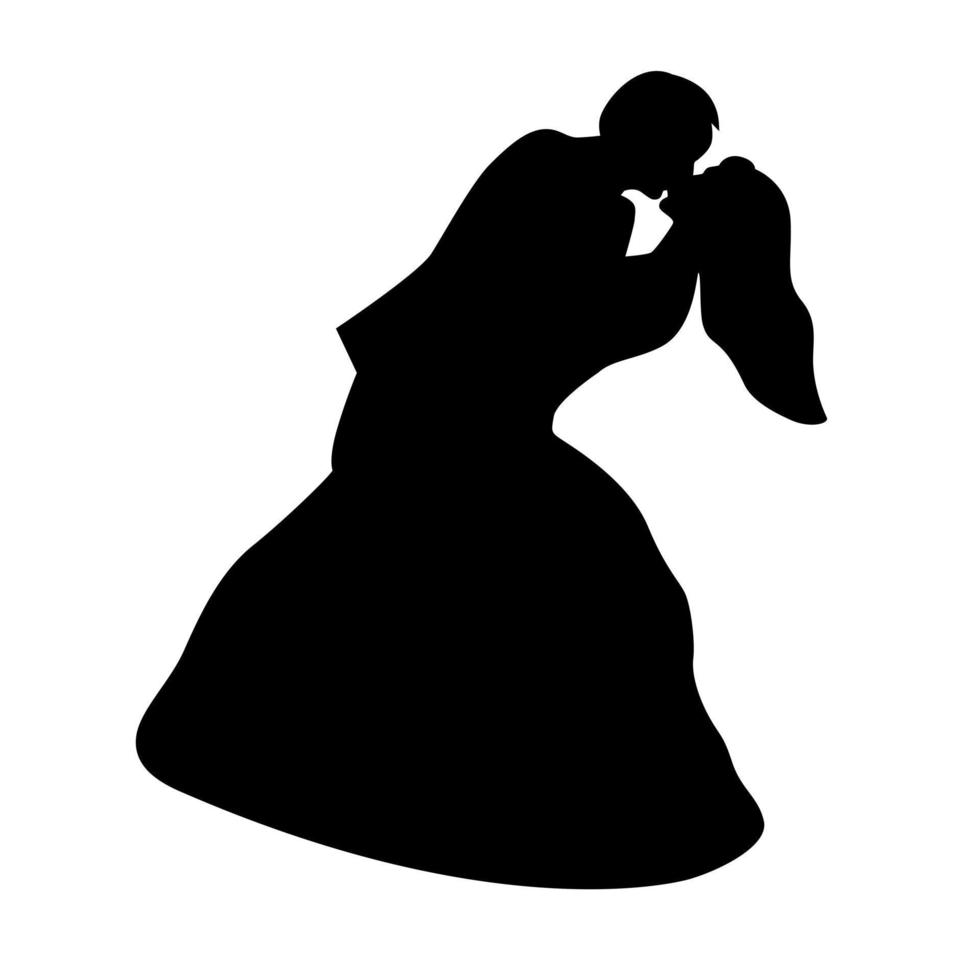 Man and woman kissing black isolated silhouette vector