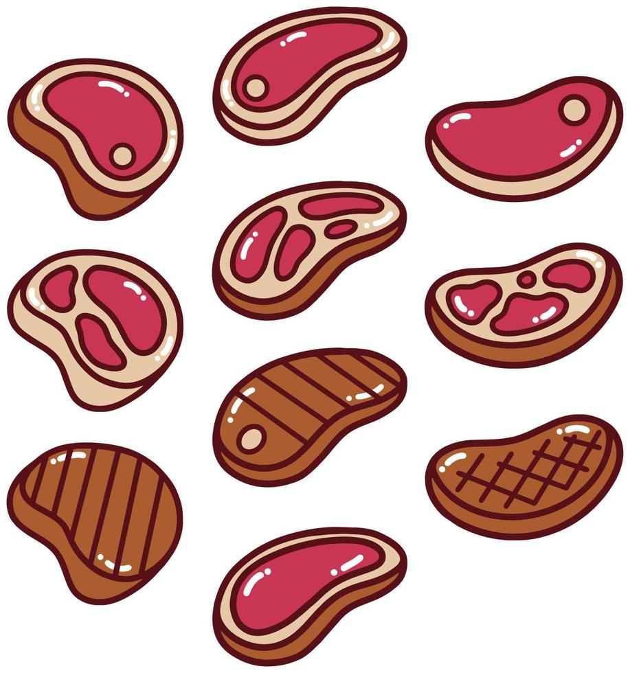 Beef Steak Doodle Illustration vector