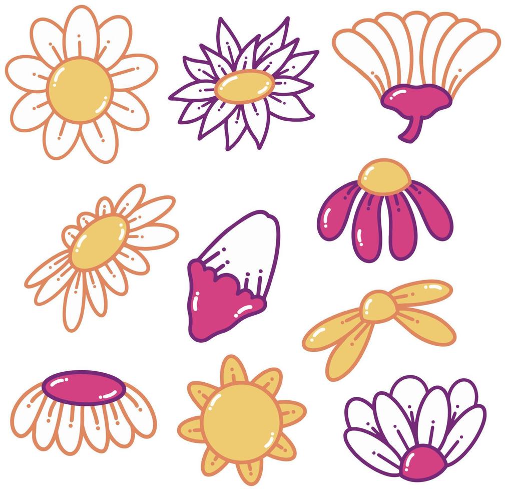 ilustración de doodle de flores de sol vector