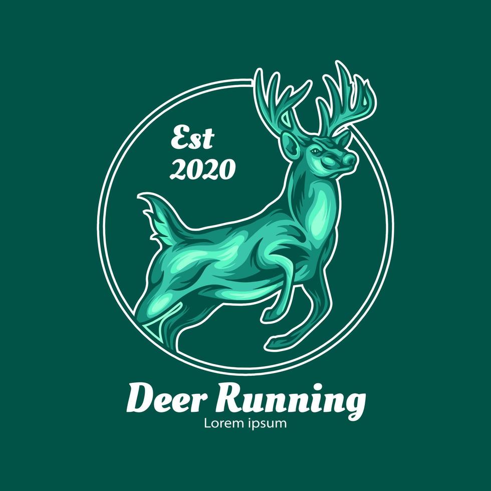 Deer Running Character Logo vector